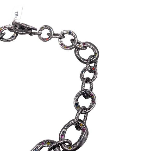 Patricia Locke Chunky Link Multi Crystal Chain Necklace RARE N229 #2 - Picture 3 of 6